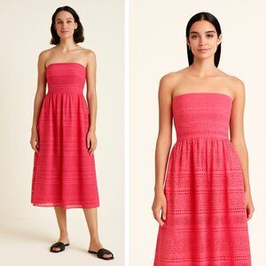 J. Crew Collection Bright Dahlia Floral Lace Strapless Dress Pink Size 2